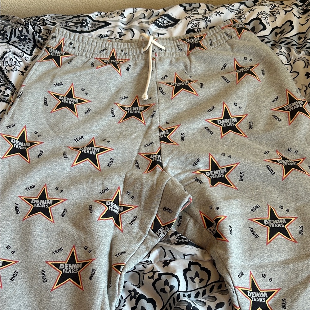 Men Denim Tears Grey Star Logo Sweatpants